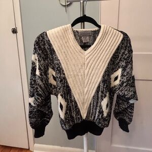 Lauren Cole Black and White Geometric Sweater
